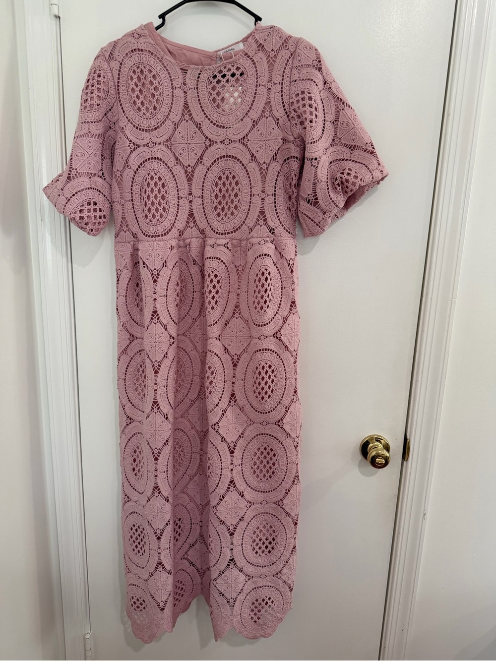 Arbor Pink Crochet Midi Dress